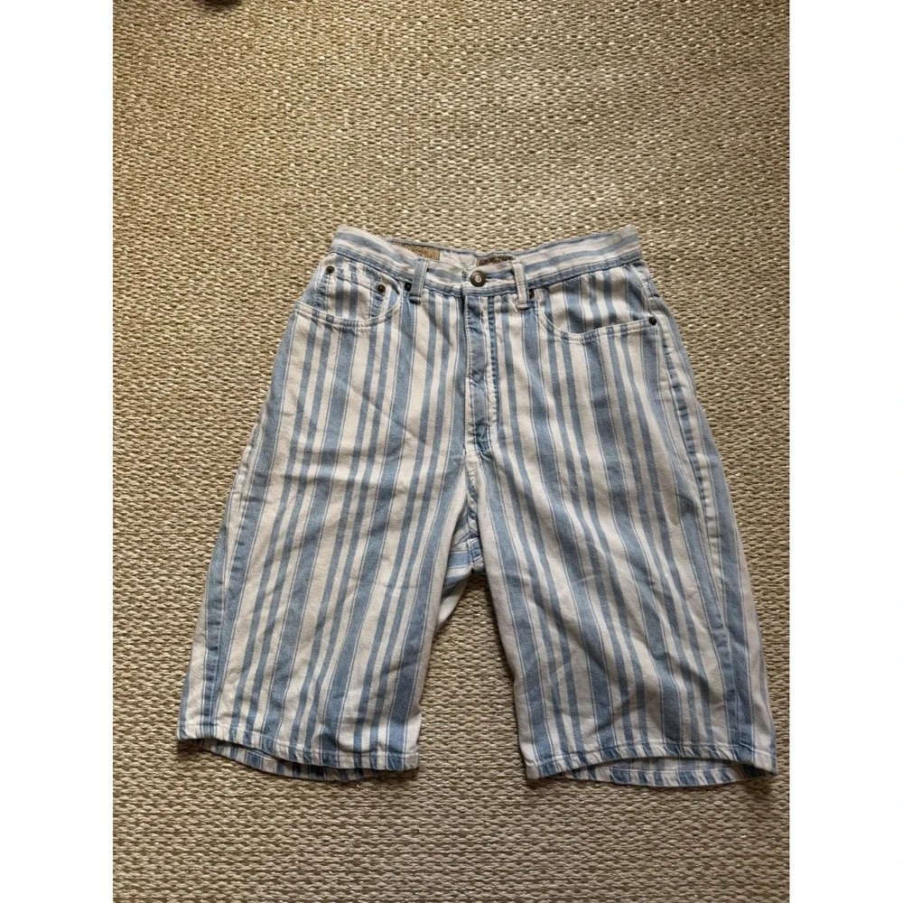 Vintage EXP Jeans Express Striped High Waisted Denim Shorts jorts‎ street wear